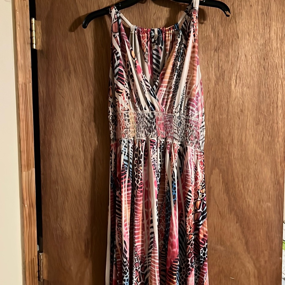 Multicolor animal, print maxi dress